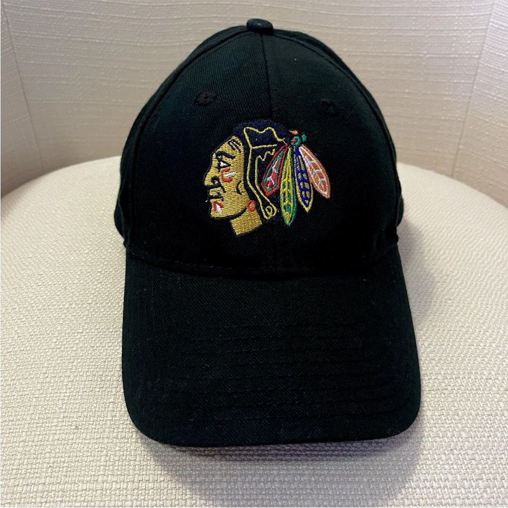 Chicago Blackhawks Hat Cap Black Red Strap Back New Era Adjustable NHL Adult